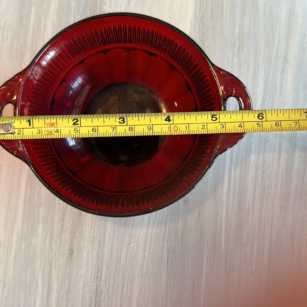 4 Deep Red Vintage Mid-Century ANCHOR HOCKING ROYAL Berry serving set cream jug